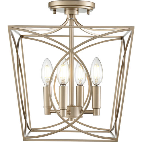 Tracy 4 Light 12 inch Painted Modern Gold Indoor Semi-Flush Ceiling Light